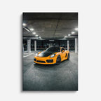 cuadro canvas vehículos auto naranja garaje oscuro vertical