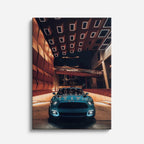 cuadro canvas vehículos auto teal fondo luces vertical