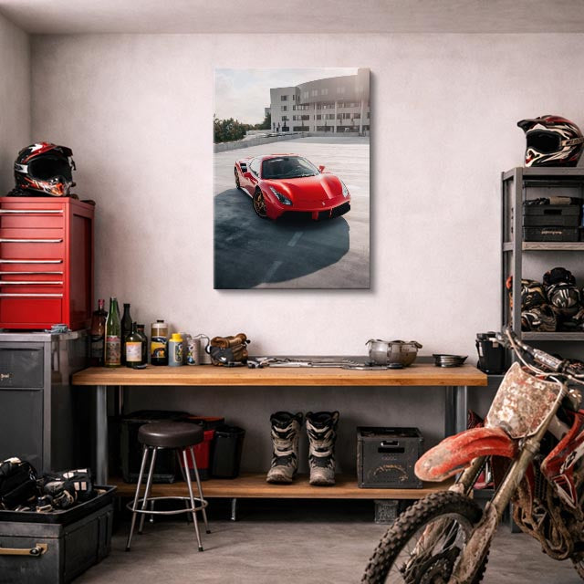 cuadro canvas vehículos ferrari roja ciudad vertical