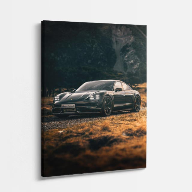 cuadro canvas vehículos porsche gris fondo dramático vertical