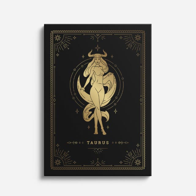 cuadro canvas astrología y zodiaco tauro dorado tierra firme vertical