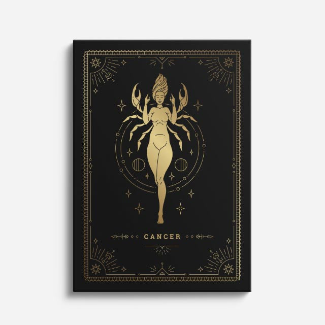 cuadro canvas astrología y zodiaco cáncer dorado alma del mar vertical