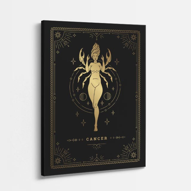 cuadro canvas astrología y zodiaco cáncer dorado alma del mar vertical