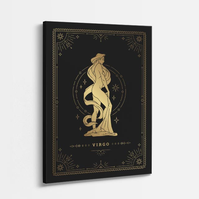 cuadro canvas astrología y zodiaco virgo dorado pureza estelar vertical