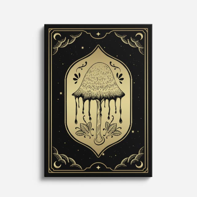cuadro canvas astrología y zodiaco medusa dorada fases lunares vertical