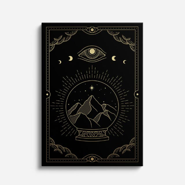 cuadro canvas astrología y zodiaco ojo místico montañas sagradas vertical