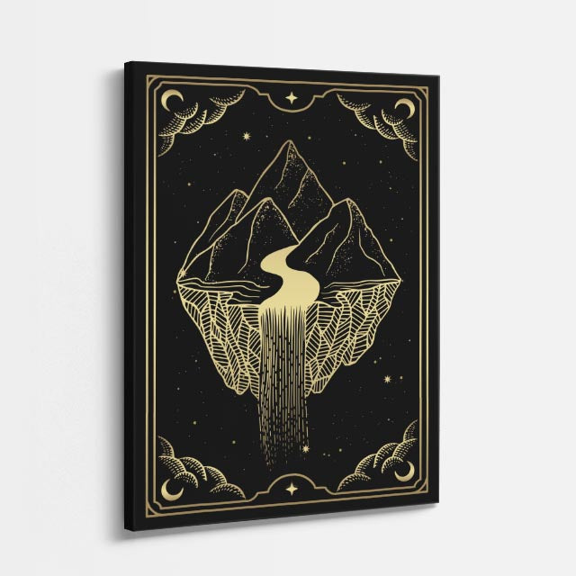 cuadro canvas astrología y zodiaco montaña flotante río eterno vertical