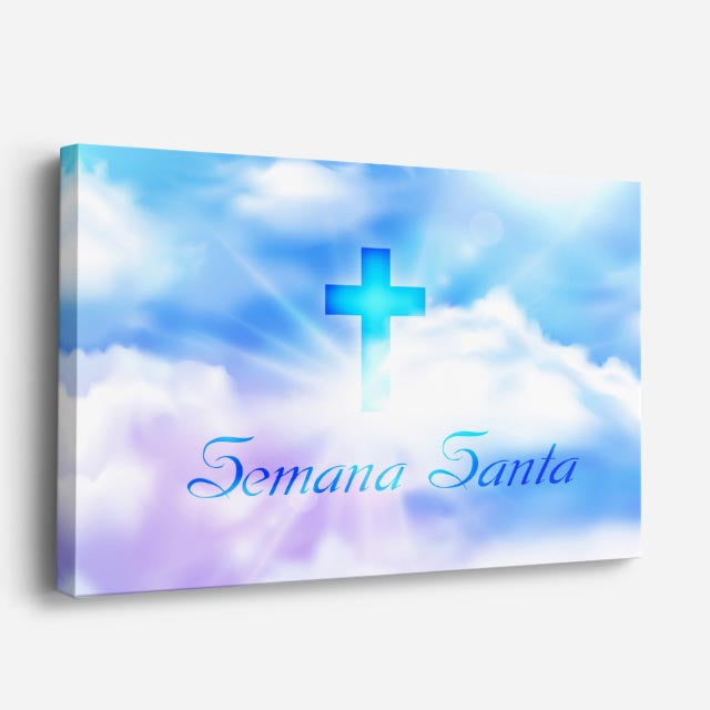 cuadro canvas religión cristiana cruz semana santa cielo azul horizontal
