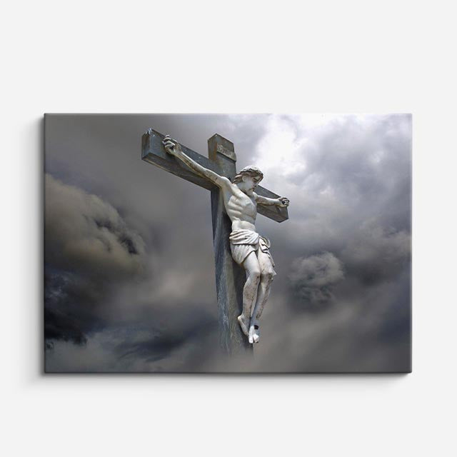 cuadro canvas religión cristiana cristo en la cruz cielo dramático horizontal