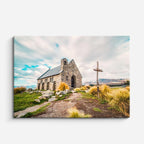 cuadro canvas religión cristiana iglesia solitaria campo abierto horizontal