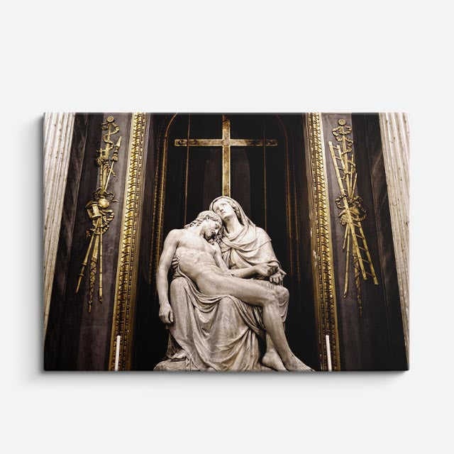 cuadro canvas religión cristiana la pietà escultura sagrada horizontal