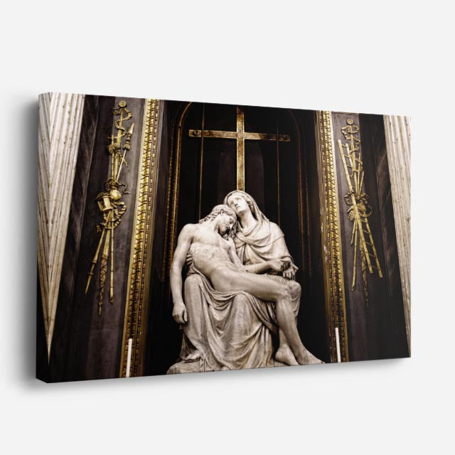 cuadro canvas religión cristiana la pietà escultura sagrada horizontal