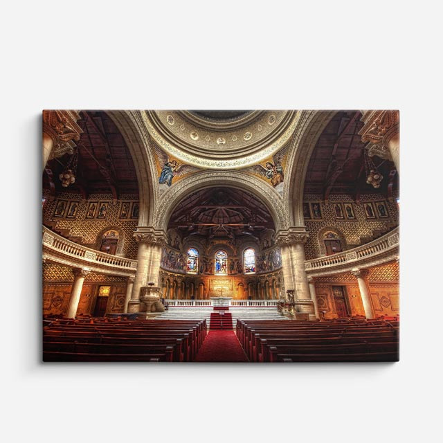 cuadro canvas religión cristiana interior cúpula basílica dorada horizontal