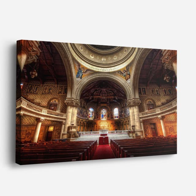cuadro canvas religión cristiana interior cúpula basílica dorada horizontal