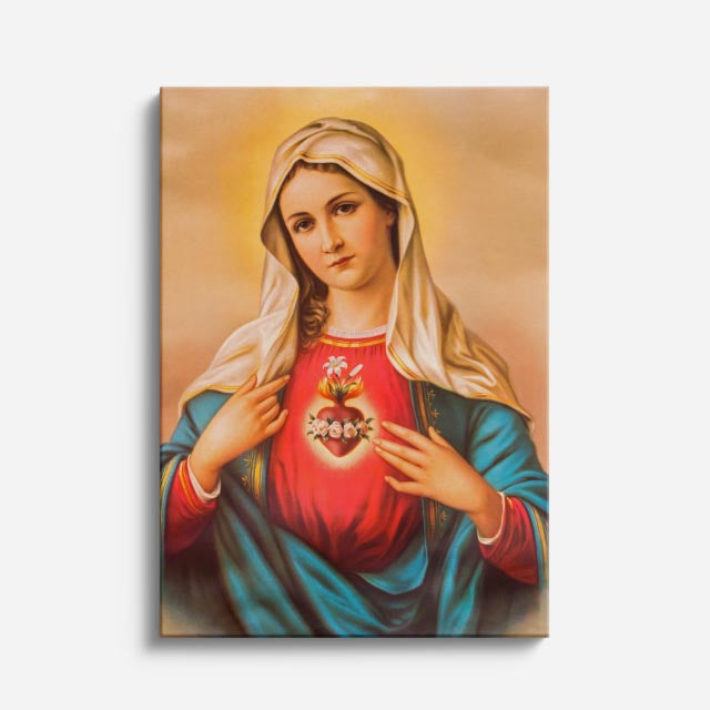 cuadro canvas religión cristiana inmaculado corazón de maría vertical