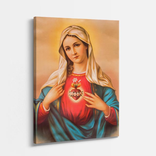 cuadro canvas religión cristiana inmaculado corazón de maría vertical