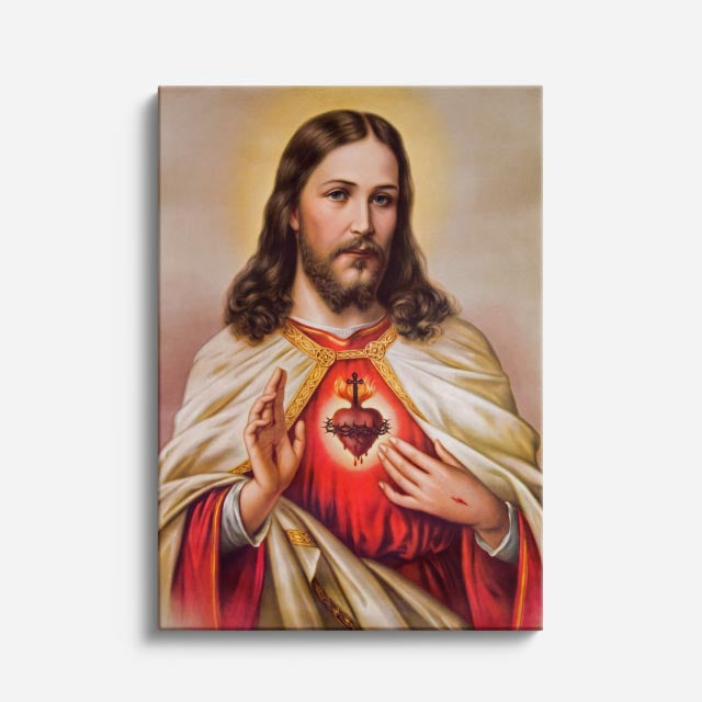 cuadro canvas religión cristiana sagrado corazón de jesús clásico vertical