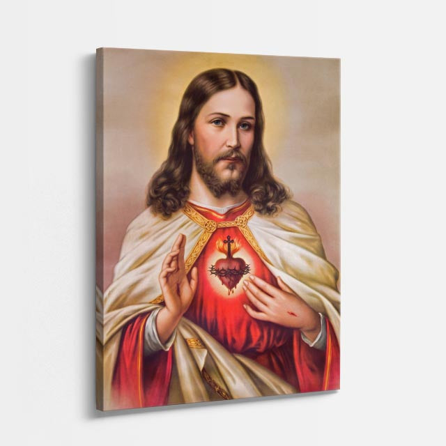 cuadro canvas religión cristiana sagrado corazón de jesús clásico vertical