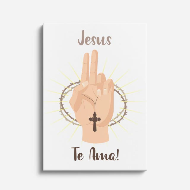 cuadro canvas religión cristiana jesús te ama ilustración minimalista vertical