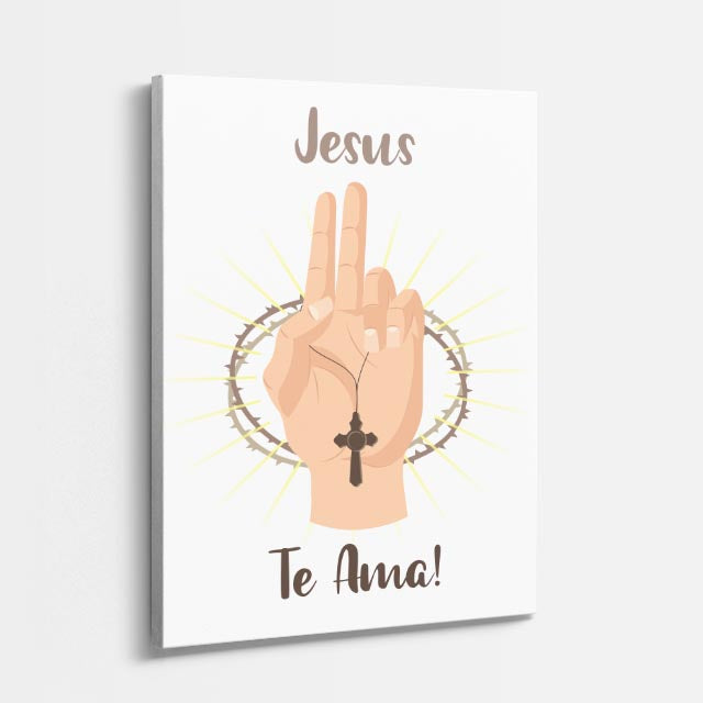 cuadro canvas religión cristiana jesús te ama ilustración minimalista vertical