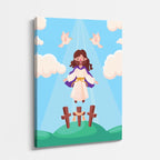 cuadro canvas religión cristiana niña primera comunión ángeles vertical