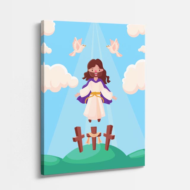 cuadro canvas religión cristiana niña primera comunión ángeles vertical