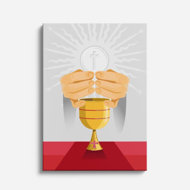 cuadro canvas religión cristiana cáliz sagrado primera comunión vertical