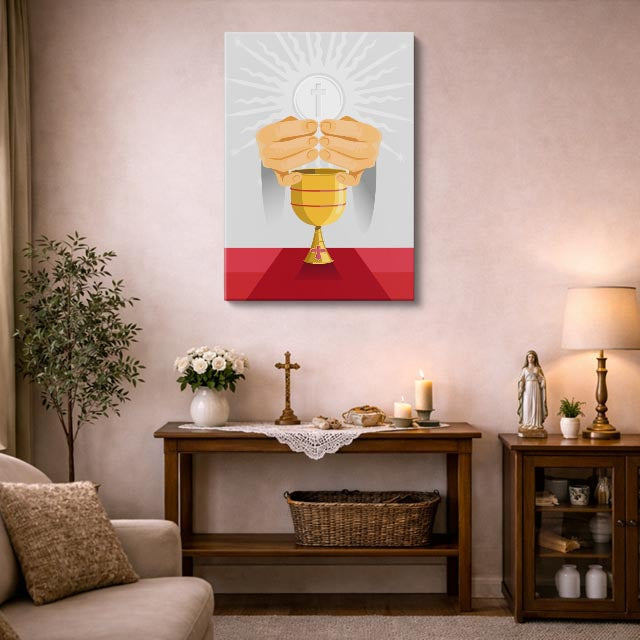 cuadro canvas religión cristiana cáliz sagrado primera comunión vertical