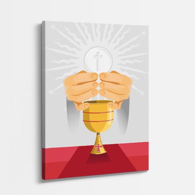 cuadro canvas religión cristiana cáliz sagrado primera comunión vertical