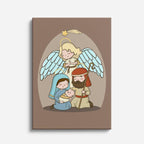 cuadro canvas religión cristiana sagrada familia ángeles kawaii vertical