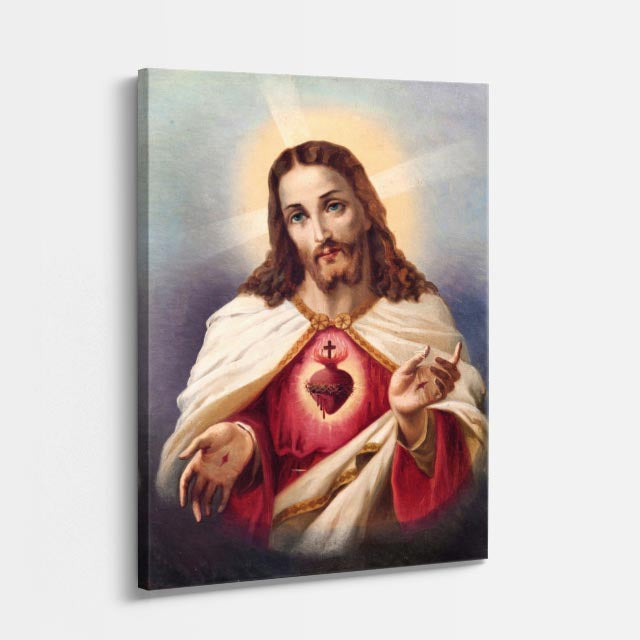 cuadro canvas religión cristiana sagrado corazón jesús pintura clásica vertical