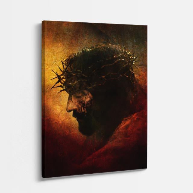 cuadro canvas religión cristiana cristo corona de espinas dramático vertical