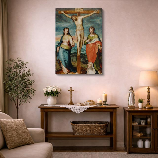 cuadro canvas religión cristiana cristo crucificado pintura clásica vertical