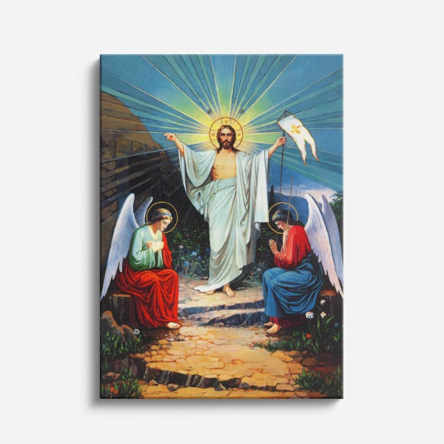 cuadro canvas religión cristiana cristo con ángeles pintura clásica vertical