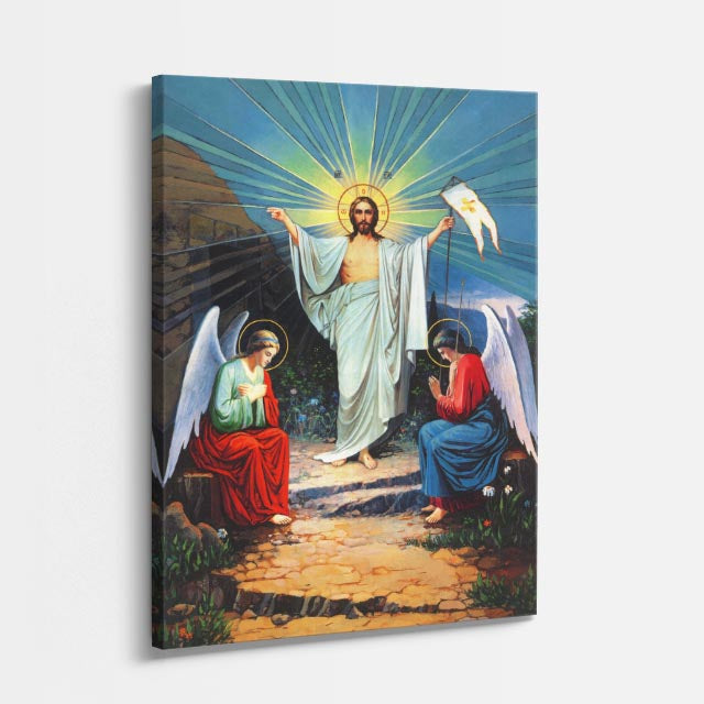 cuadro canvas religión cristiana cristo con ángeles pintura clásica vertical