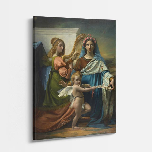 cuadro canvas religión cristiana ángeles coronando a cristo vertical
