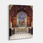 cuadro canvas religión cristiana vitral altar madera oscura vertical