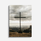 cuadro canvas religión cristiana cruz solitaria montaña cielo vertical