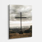 cuadro canvas religión cristiana cruz solitaria montaña cielo vertical