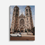 cuadro canvas religión cristiana fachada catedral gótica ciudad vertical