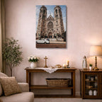 cuadro canvas religión cristiana fachada catedral gótica ciudad vertical