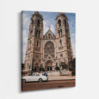 cuadro canvas religión cristiana fachada catedral gótica ciudad vertical