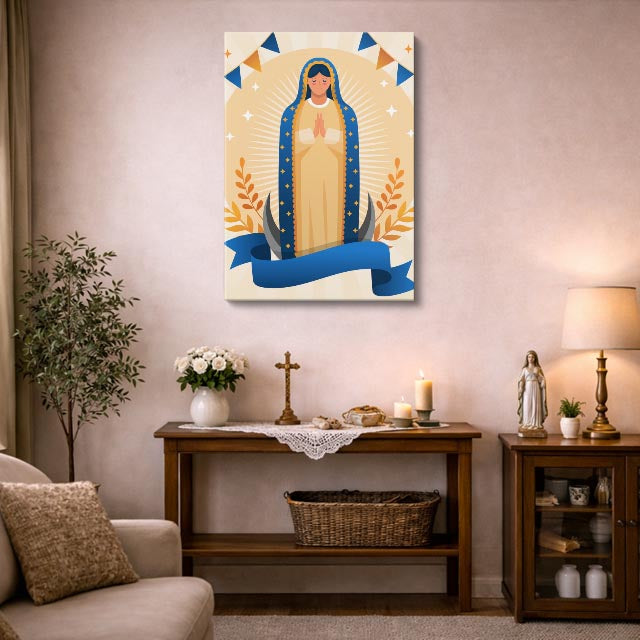 cuadro canvas religión cristiana virgen de guadalupe ilustración vertical