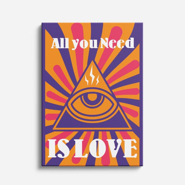 cuadro canvas 70s psicodelia all you need is love ojo vertical