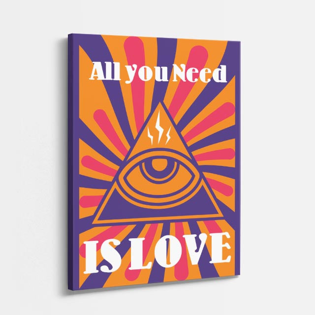 cuadro canvas 70s psicodelia all you need is love ojo vertical