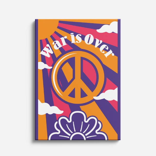 cuadro canvas 70s psicodelia war is over peace naranja vertical