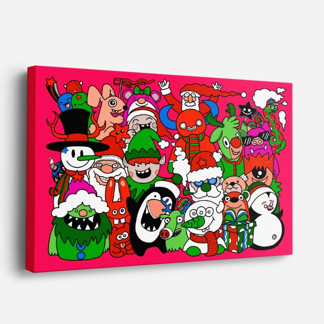 Cuadro canvas Navidad Caotica Pop - Doodles Pop Art Color - Vista Perspectiva