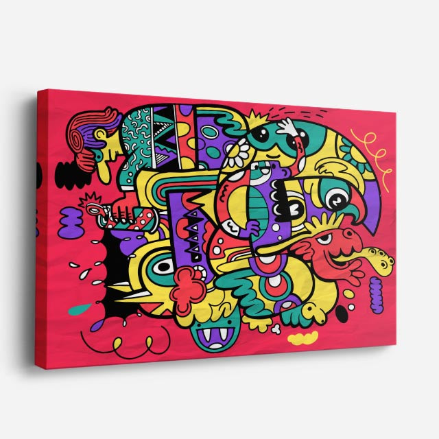Cuadro canvas Ritmo y Caos Visual - Doodles Pop Art Color - Vista Perspectiva