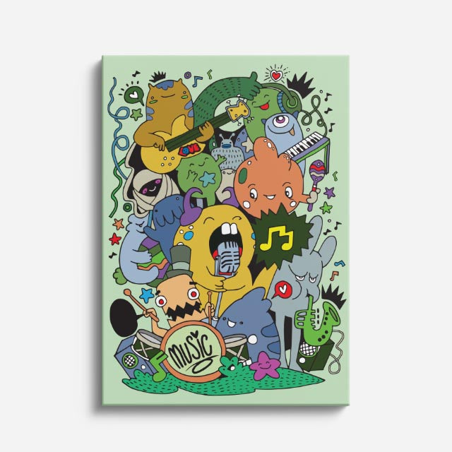 Cuadro canvas Jam Session Monstruosa - Doodles Pop Art Color - Vista Frente