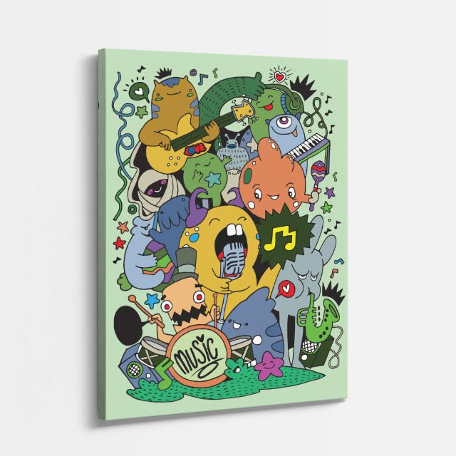 Cuadro canvas Jam Session Monstruosa - Doodles Pop Art Color - Vista Perspectiva